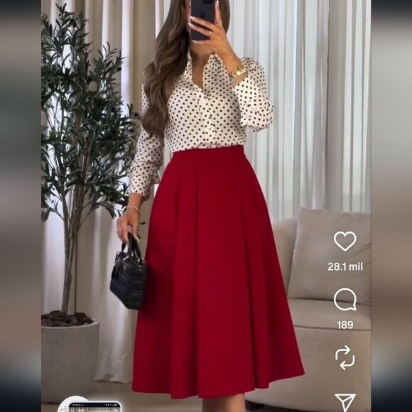 Nwt ZARA TAILORED VOLUMINOUS SKIRT RED - Picture 4 of 15